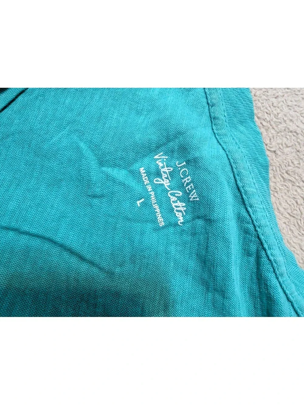 J. Crew Women's Vintage Cotton V-Neck T-Shirt * Sz Large Green MSRP $29.50